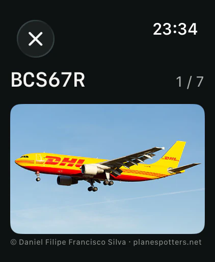Flugzeugdetail auf der Apple Watch