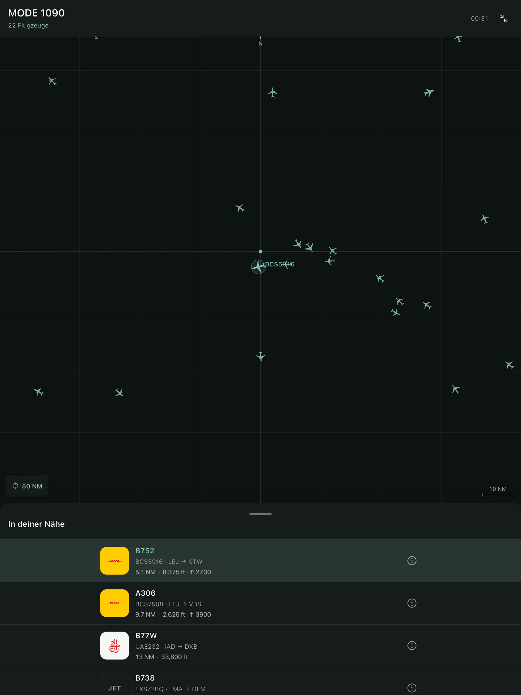 Vollbild-Monitor von MODE 1090 auf dem iPad