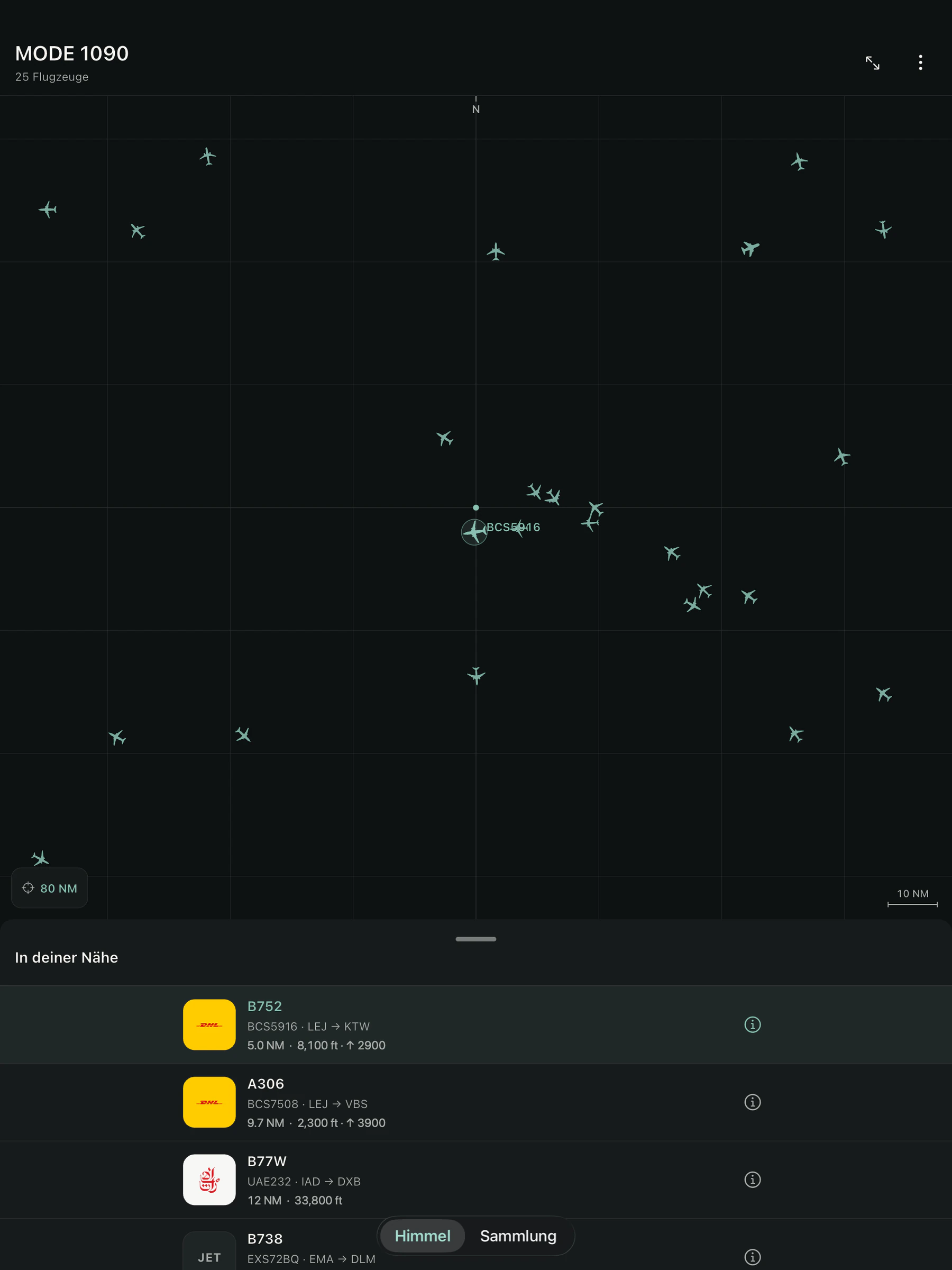 MODE-1090-Live-Radar und Umgebungsliste auf dem iPad