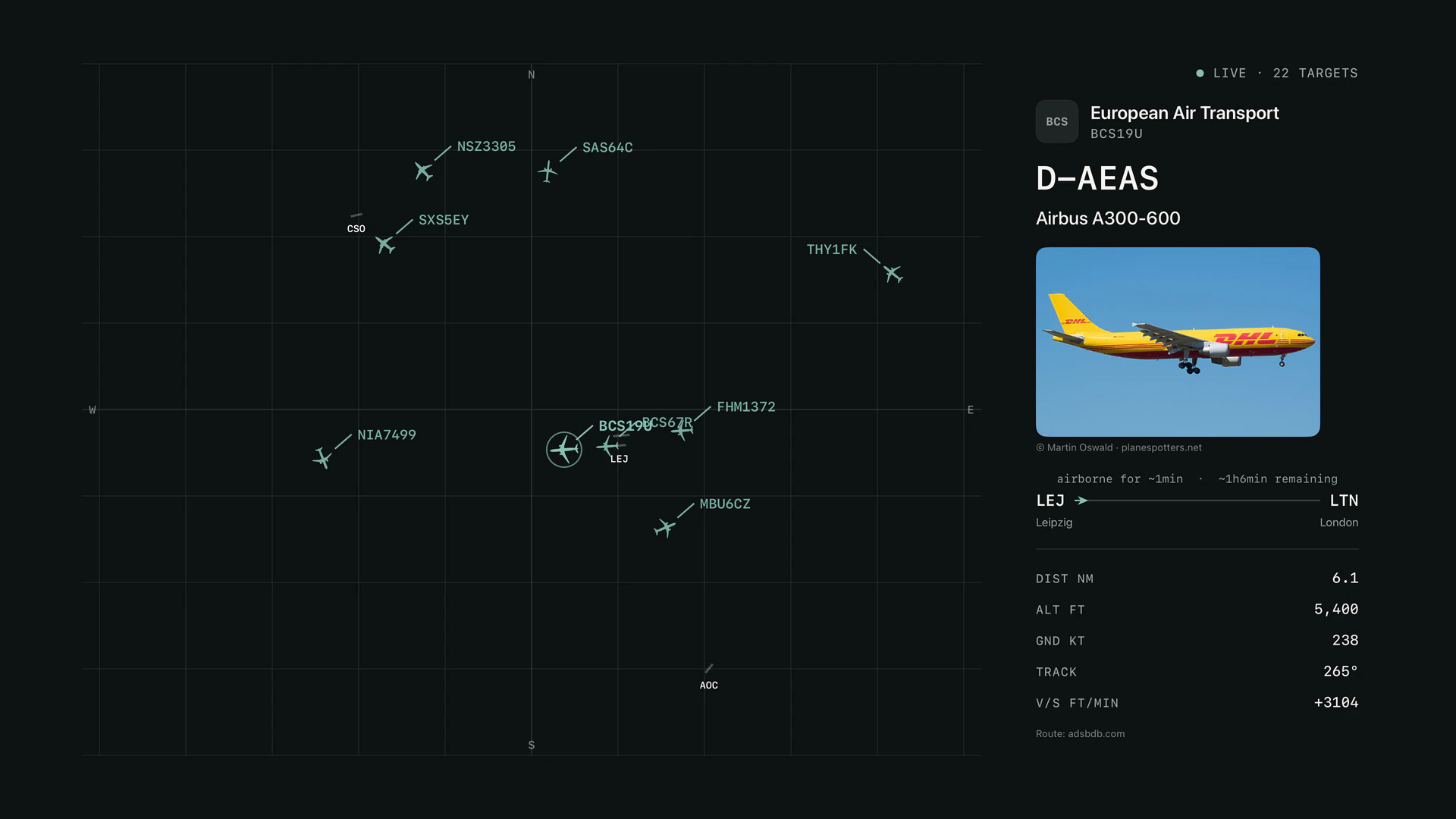 Apple TV radar with aircraft details