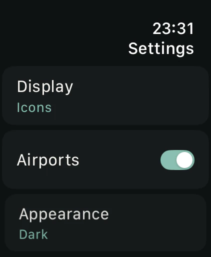 MODE 1090 settings on Apple Watch