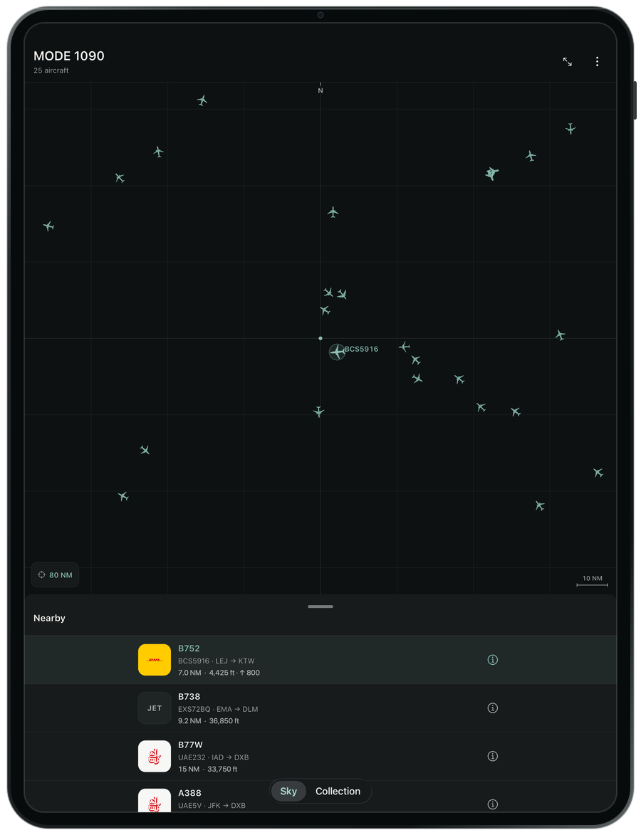 MODE 1090 live radar on iPad