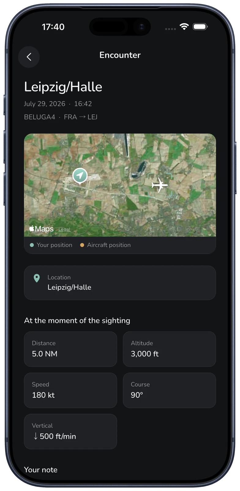 MODE 1090 – Saved sighting