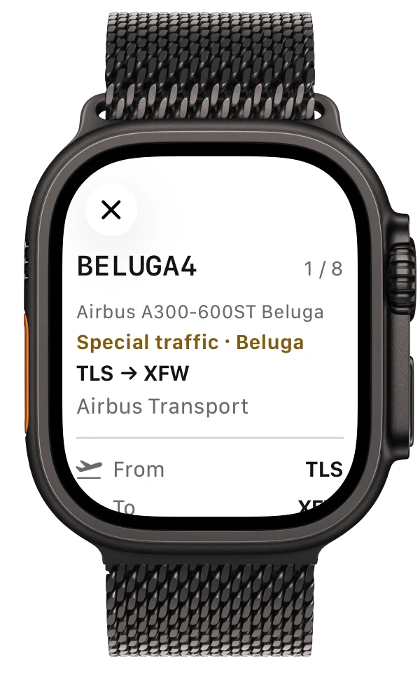 MODE 1090 – Flight details on Apple Watch