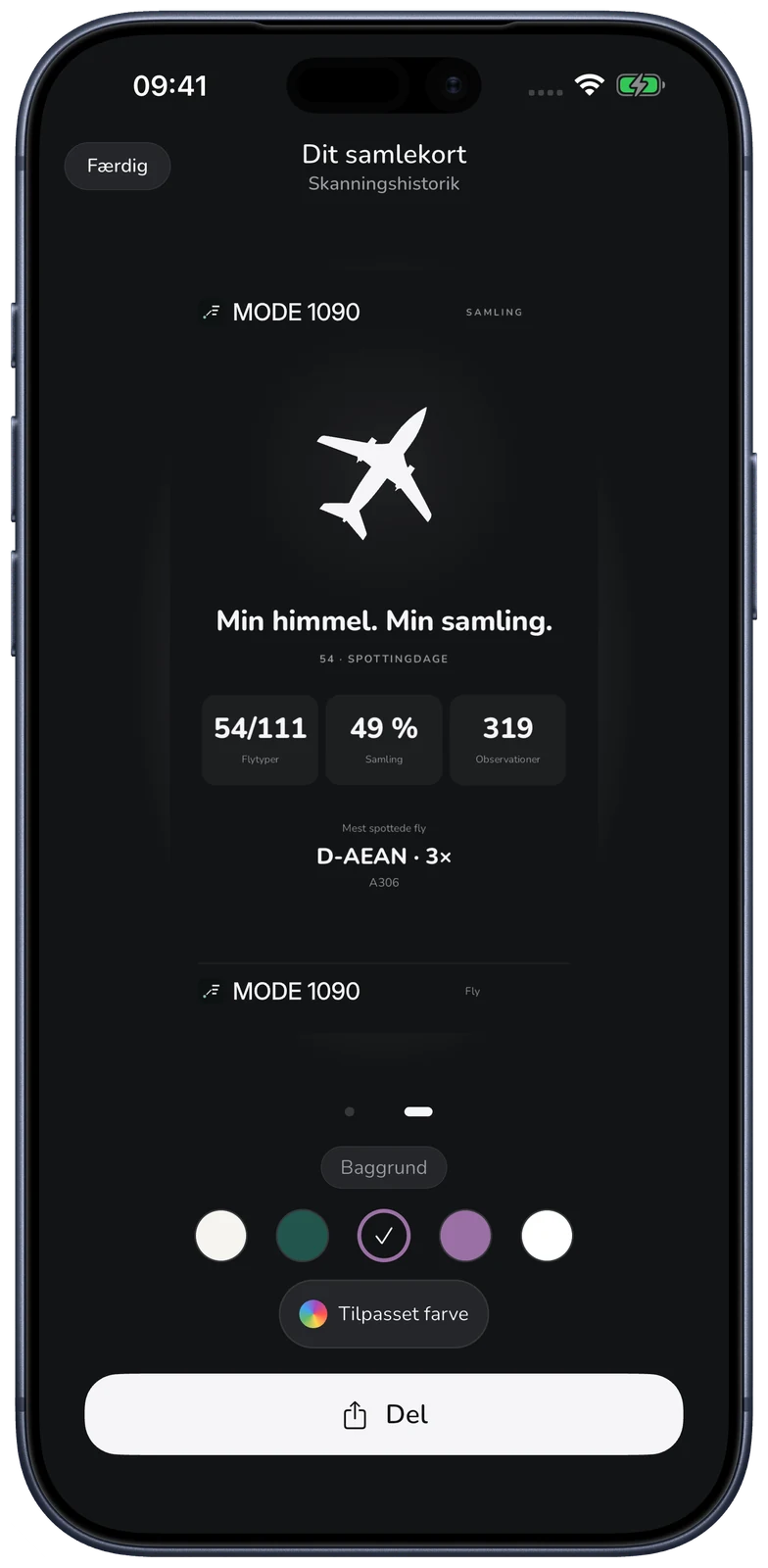 MODE 1090 · Dit samlingskort
