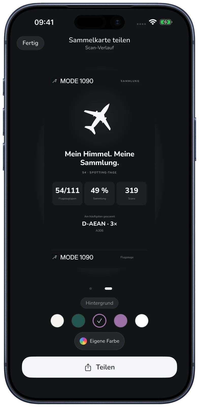 MODE 1090 · Deine Sammelkarte