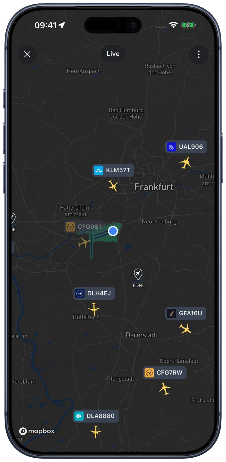 MODE 1090 · Entdecke die Live-Flugkarte