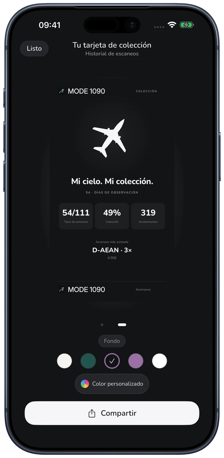 MODE 1090 · Tu tarjeta de colección