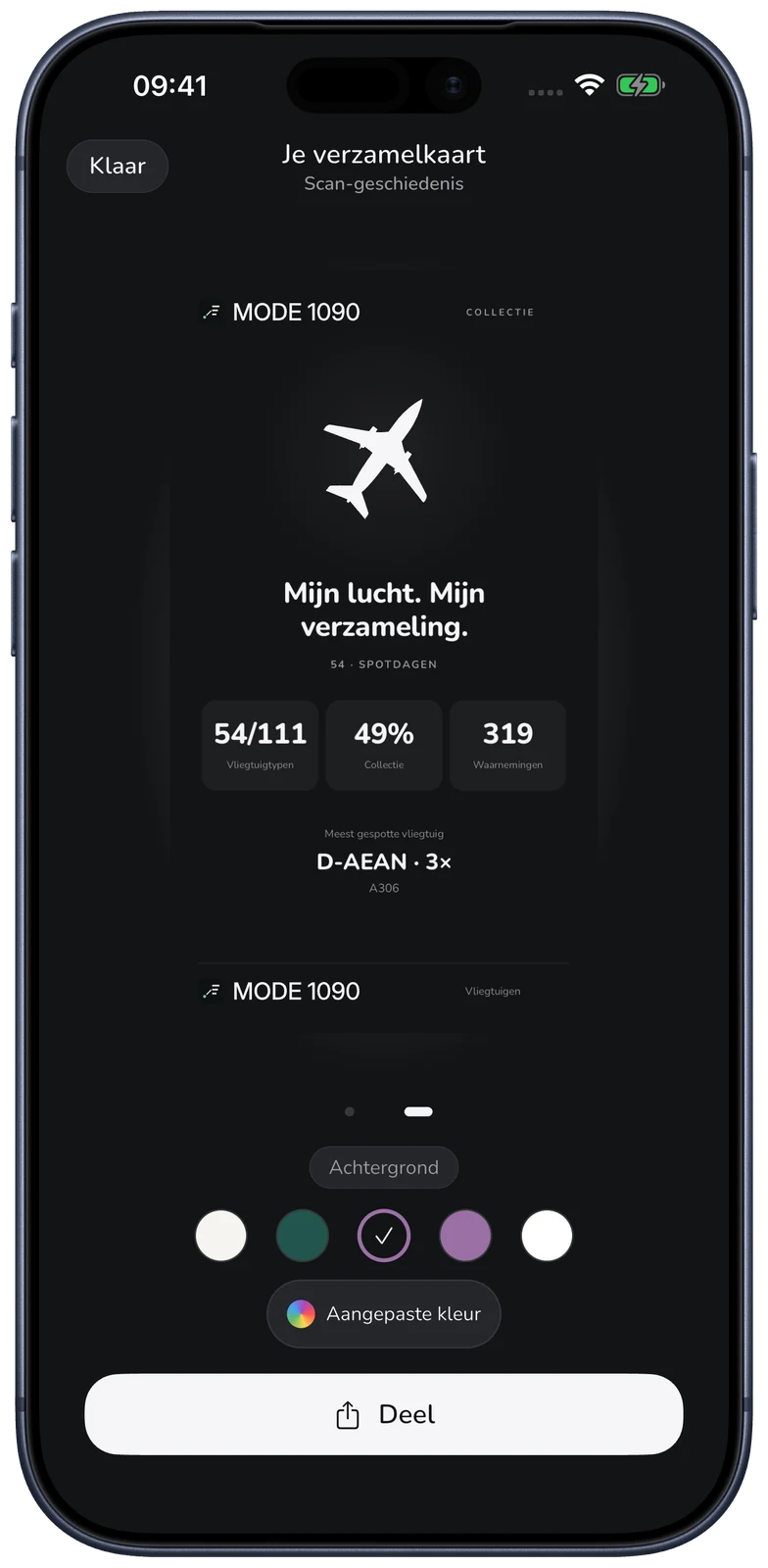 MODE 1090 · Je collectiekaart