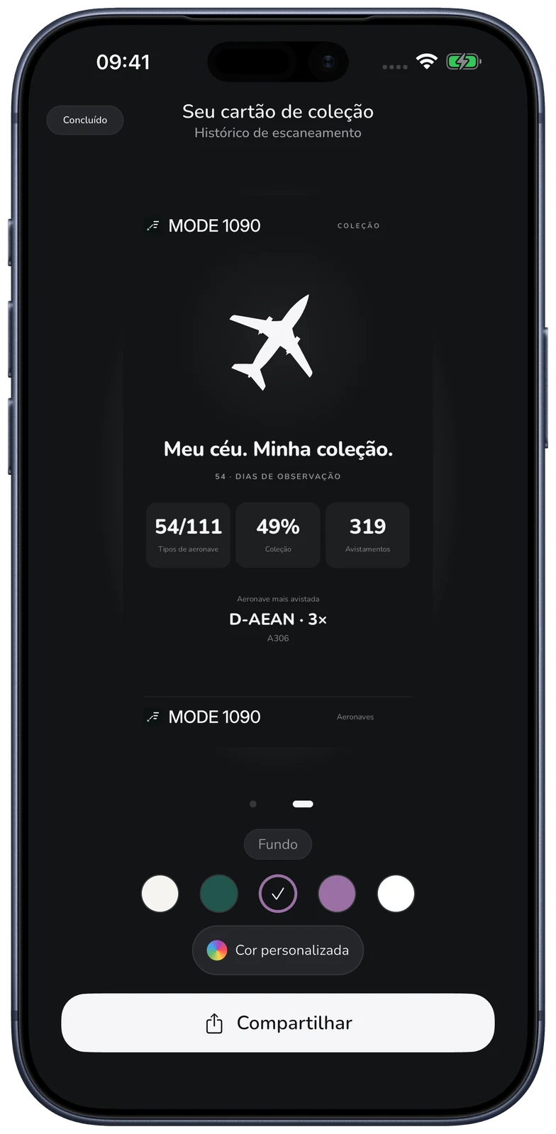 MODE 1090 · Seu cartão de coleção