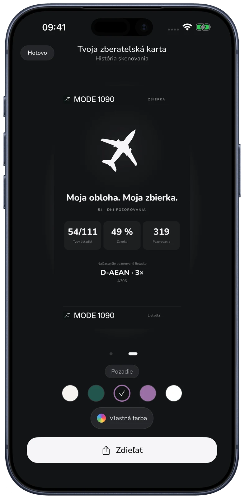 MODE 1090 · Vaša karta zbierky