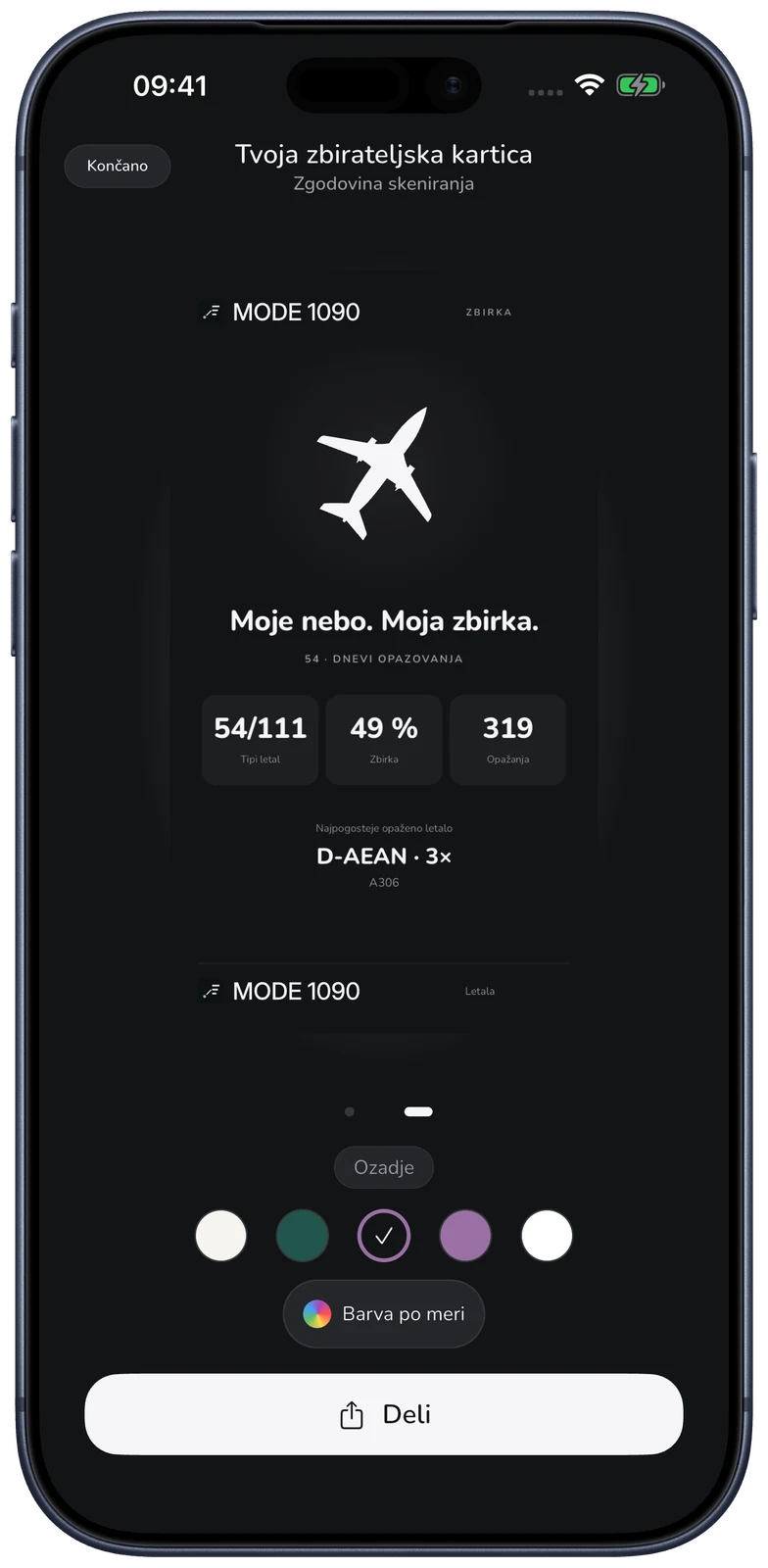 MODE 1090 · Vaša kartica zbirke