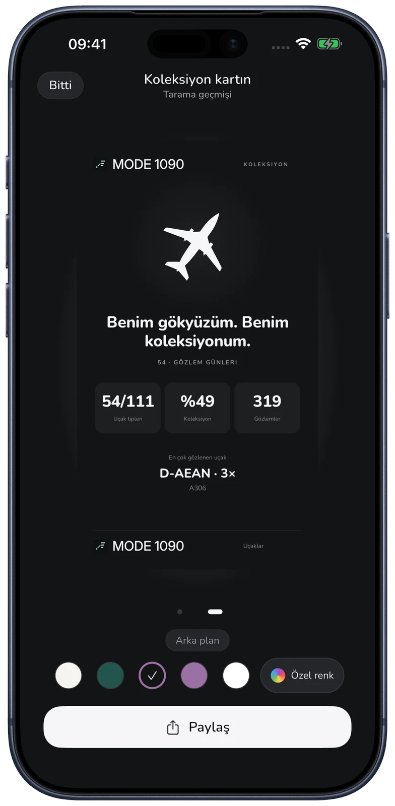 MODE 1090 · Koleksiyon kartınız